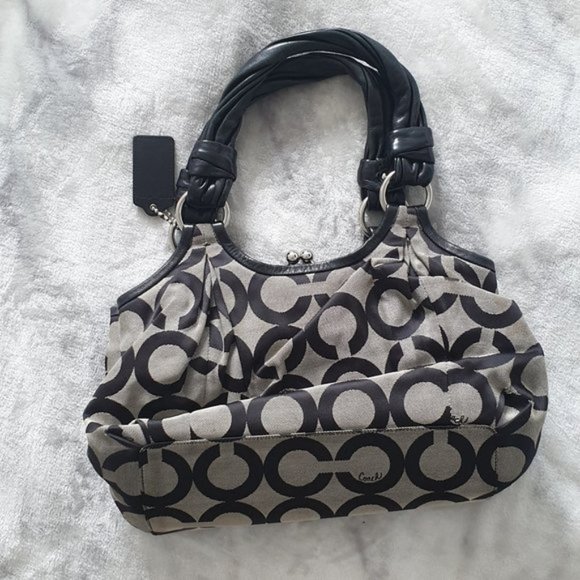 Coach Parker Op Art Kiss Lock Satchel L0893-13441 - Picture 3 of 8